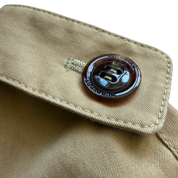 Burberry London Cropped Trench Jacket S Tan Cotton Italy Made Double Breasted - Picture 3 of 10